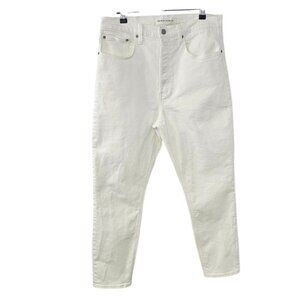 Aritzia Denim Forum The Yoko High Rise Slim Jeans, White, Button Fly, Cotton, 32